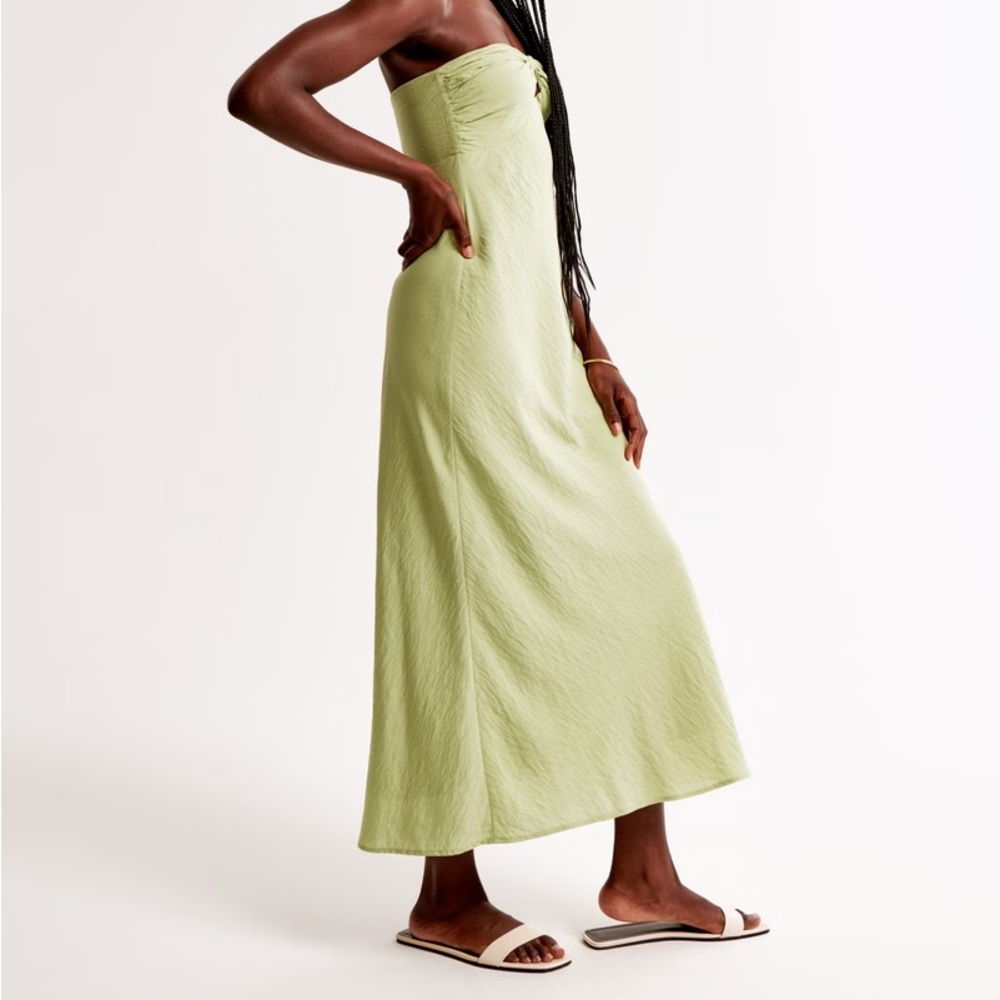 Strapless Twist-Front Maxi Dress